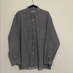 Martin Gordon Men's Gray Patterned Shirt corduroy L button up casual office Y2K